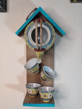 Rustic Wooden Handmade Custom Teapot Bird Feeder Return Of The Birds